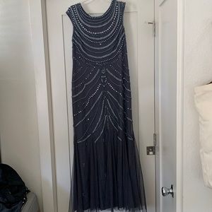 Adrianna Papell Dark Gray Formal Beaded Dress